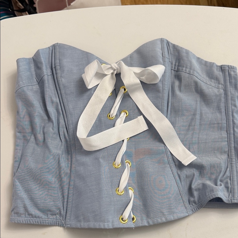 Victoria's Secret Light Blue Lace-Up Corset Top
